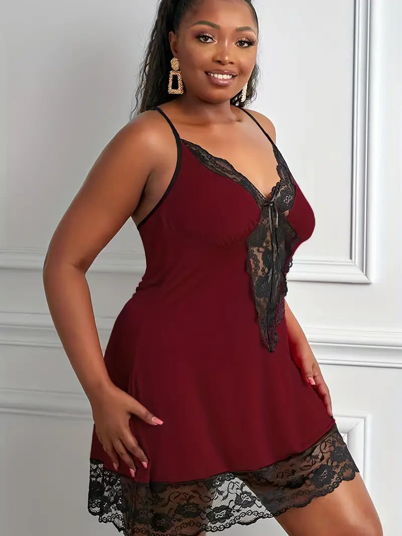 Diana | Koronkowa Koszula Nocna Plus Size z Dekoltem V