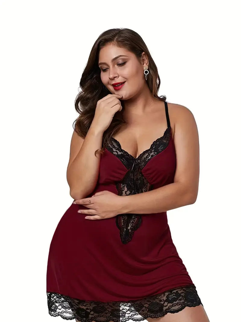 Diana | Koronkowa Koszula Nocna Plus Size z Dekoltem V