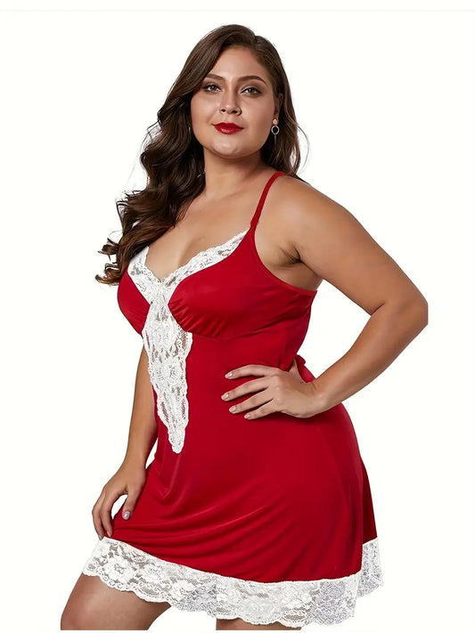 Diana | Koronkowa Koszula Nocna Plus Size z Dekoltem V