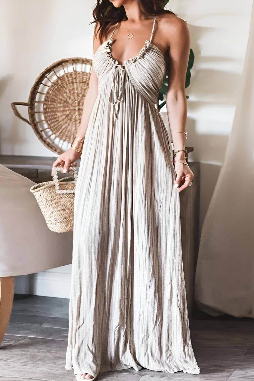 Lanie | Elegancka Sukienka Maxi z Plisami