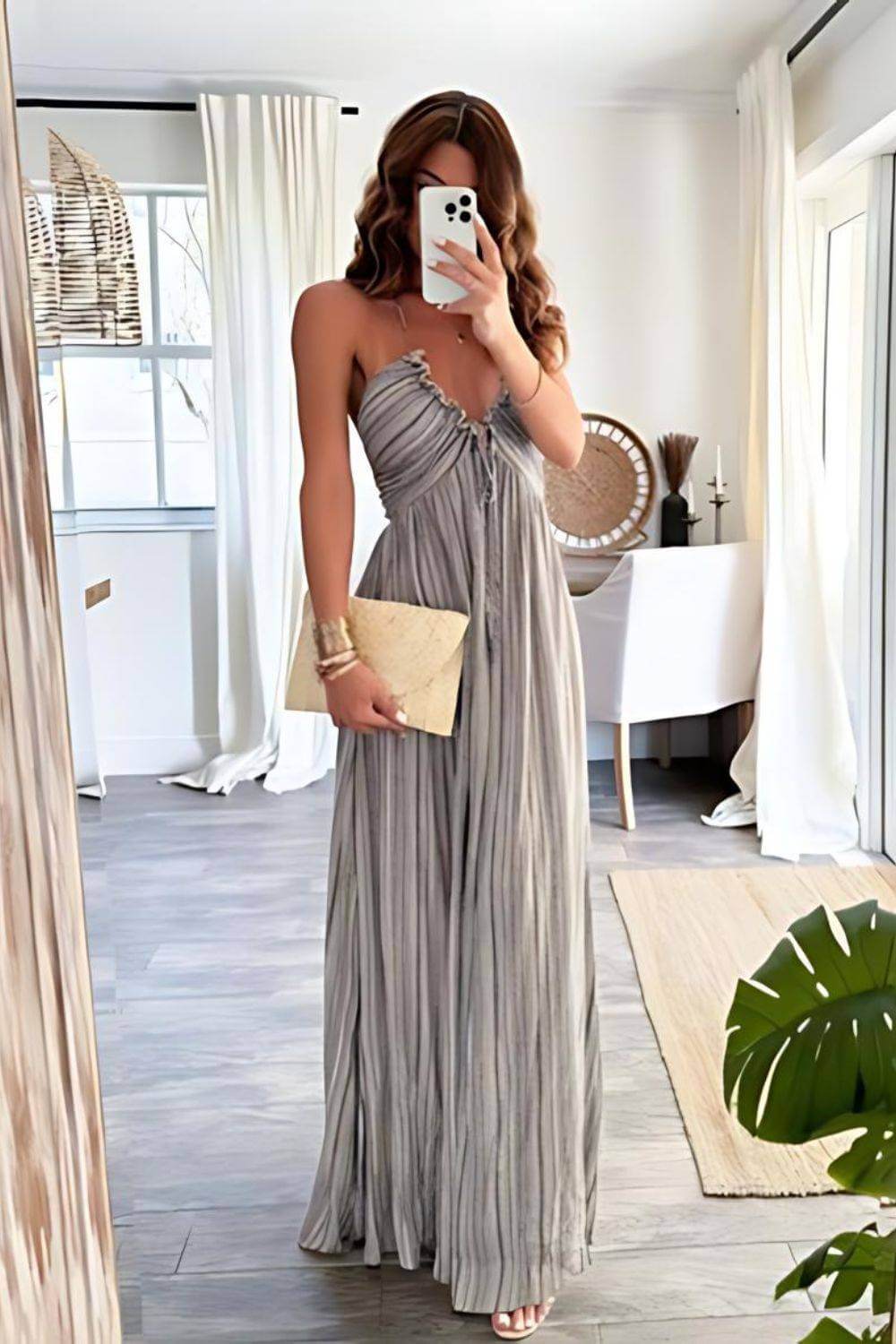 Lanie | Elegancka Sukienka Maxi z Plisami