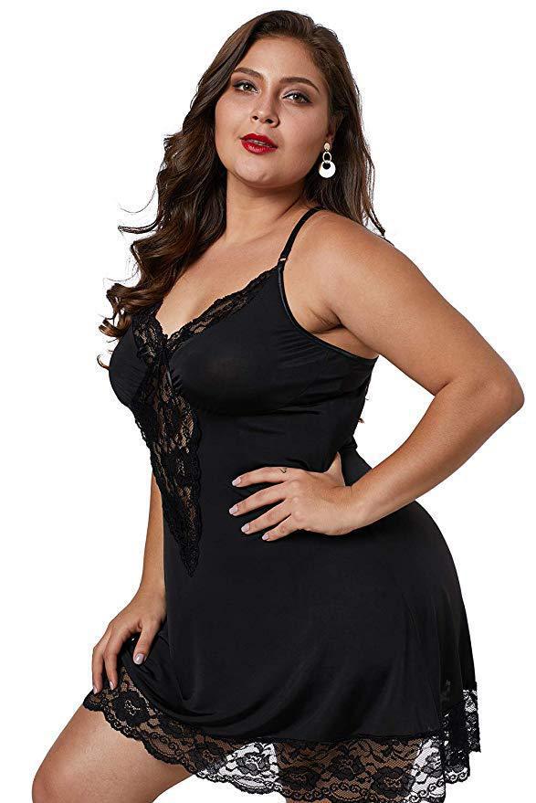 Diana | Koronkowa Koszula Nocna Plus Size z Dekoltem V