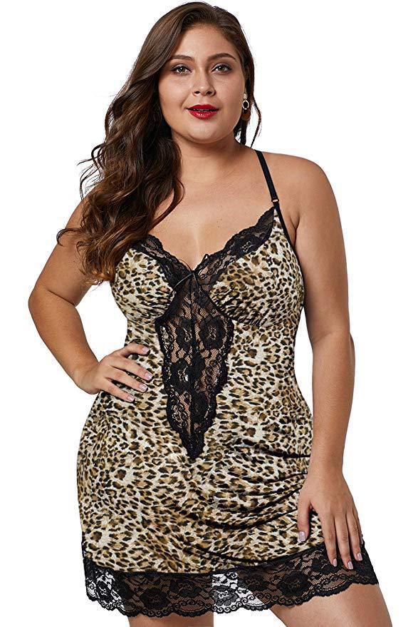 Diana | Koronkowa Koszula Nocna Plus Size z Dekoltem V