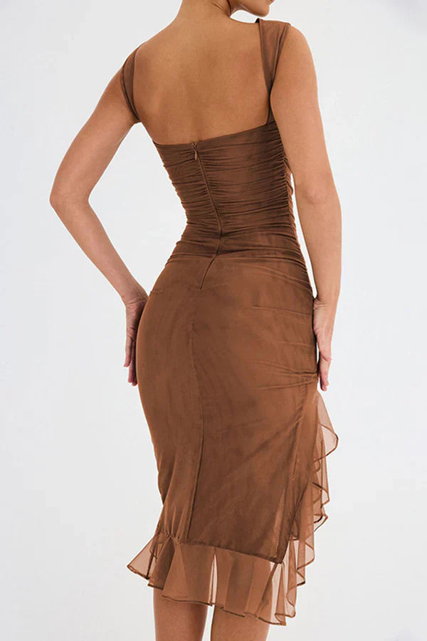 Lorienne | Sukienka Sheath z Falbankami