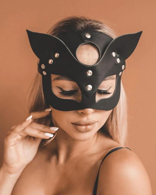 Kitty | Maska Skórzana z Uszami