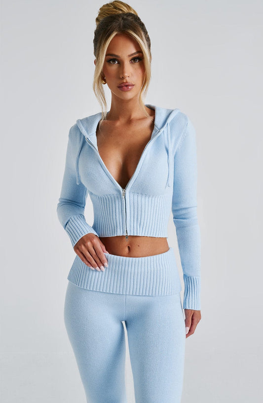 Portia | Miękka Bluza z Kapturem Baby Blue